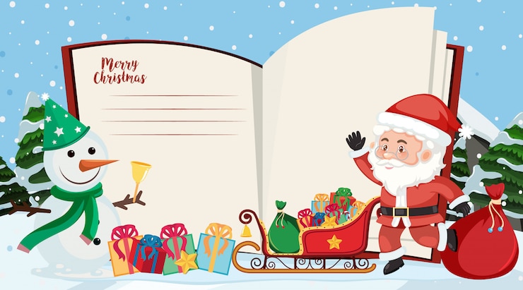 Vector border template with santa and presents
