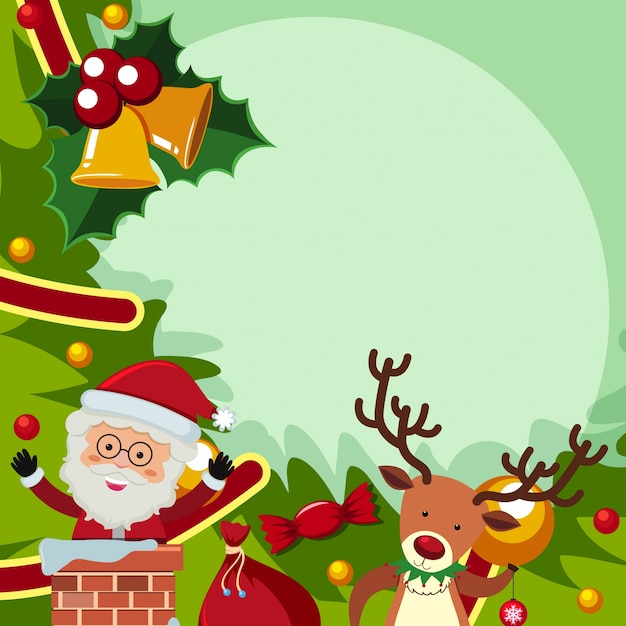 Border template with santa and reindeer