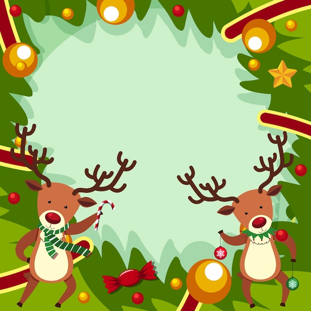 Border template with two reindeers for christmas