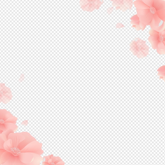 Border with flowers and transparent background