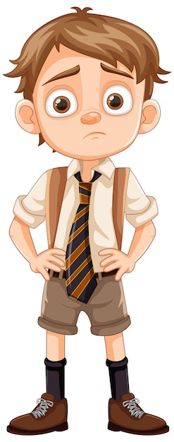 Vector bored boy student in school uniform