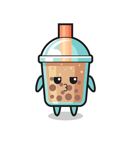 Vector the bored expression of cute bubble tea characters