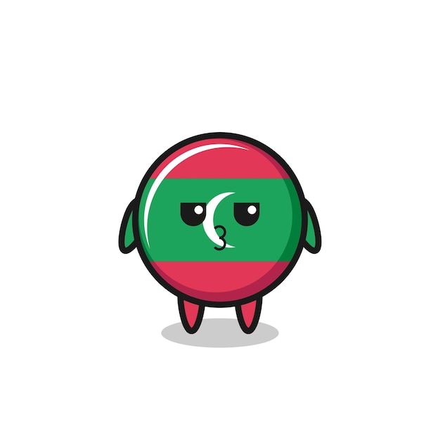 The bored expression of cute maldives flag characters