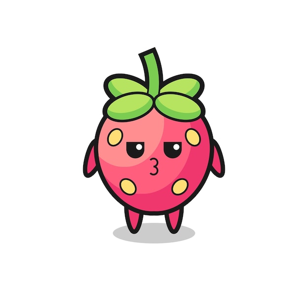 The bored expression of cute strawberry characters , cute style design for t shirt, sticker, logo element