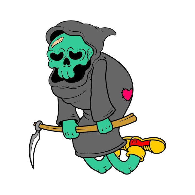 Bored grim reaper cartoon