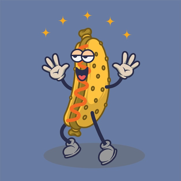 Bored Hotdog with happy face expression sticker.