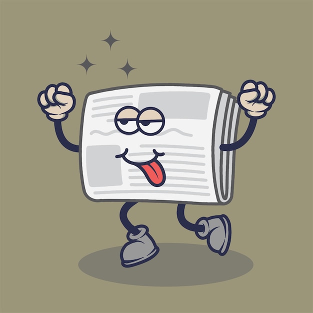 Bored newspaper with teasing face expression sticker
