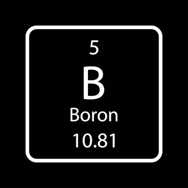 Boriumsymbool Scheikundig element van het periodiek systeem Vectorillustratie