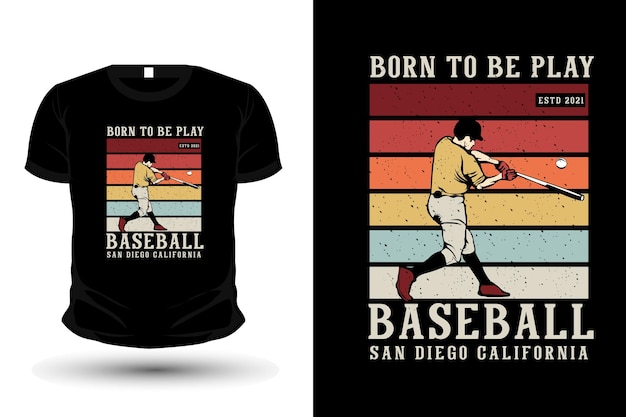 Nato per giocare a baseball, illustrazione della merce, modello di t-shirt design
