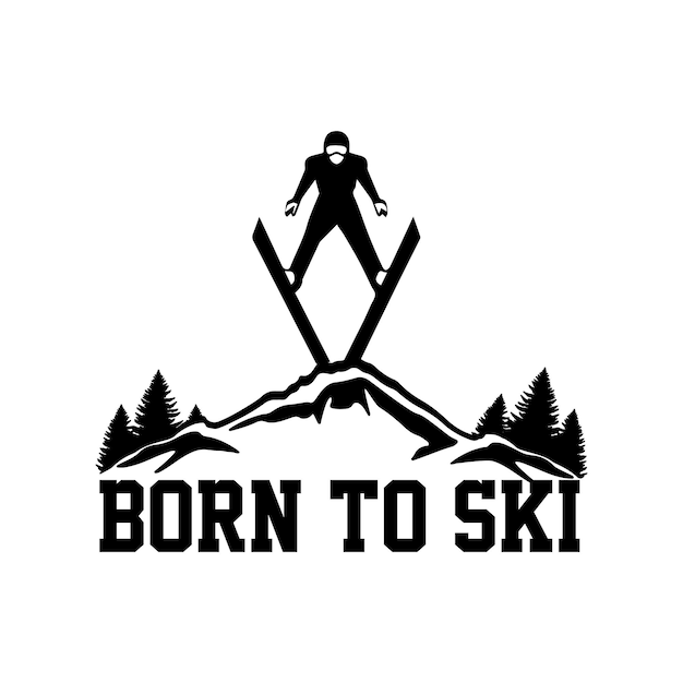 Born to ski logo t shirt design