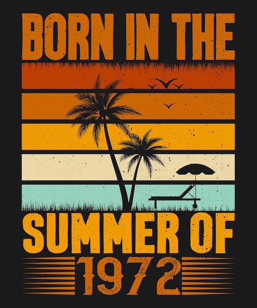 Vector born in the summer of 1972 born in summer 1972 vintage birthday quote