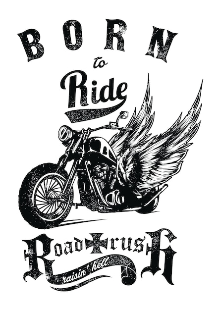 Born To Ride vleugels en motor raisin' hell