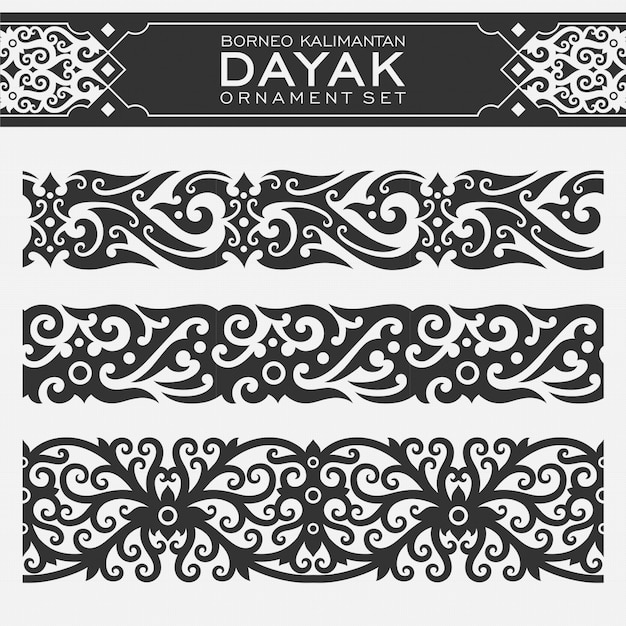 Premium Vector Borneo Kalimantan Dayak Ornament Set