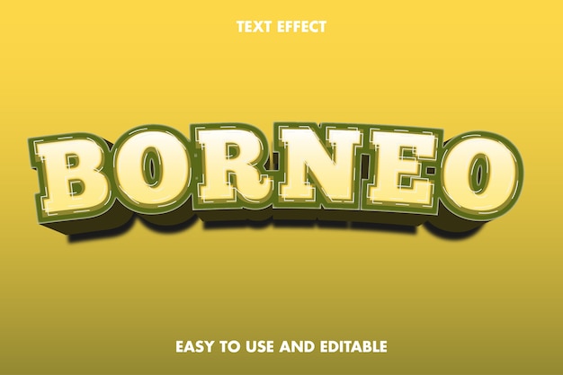 Borneo-teksteffect. Bewerkbare lettertypestijl.