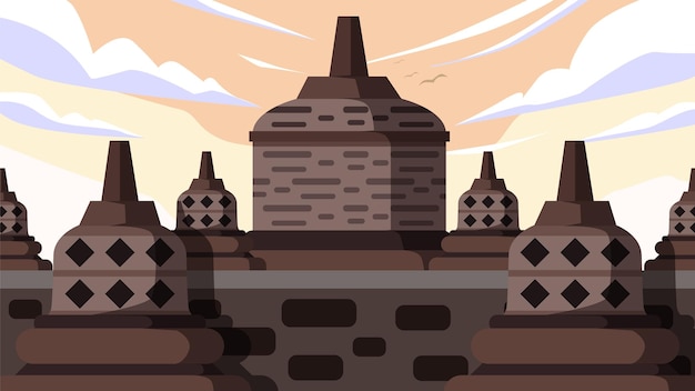 Vector borobudur - famous landmark