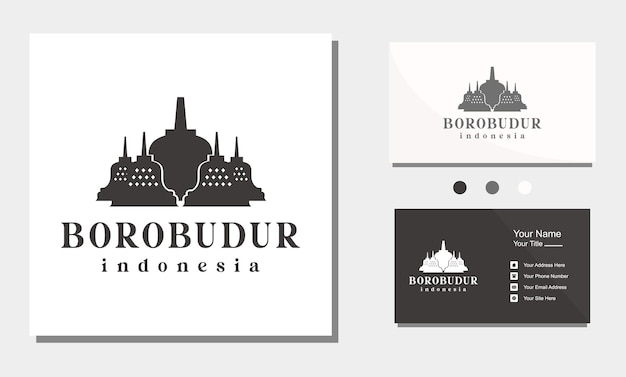 Vector borobudur stone temple indonesian heritage logo design icon vector template