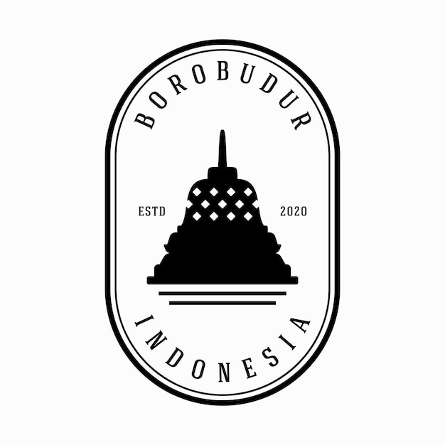 Borobudur tempel silhouet pictogram badge sjabloon logo ontwerp vector