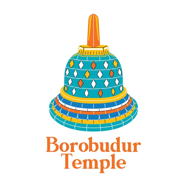 Tempio di borobudur in stile design piatto