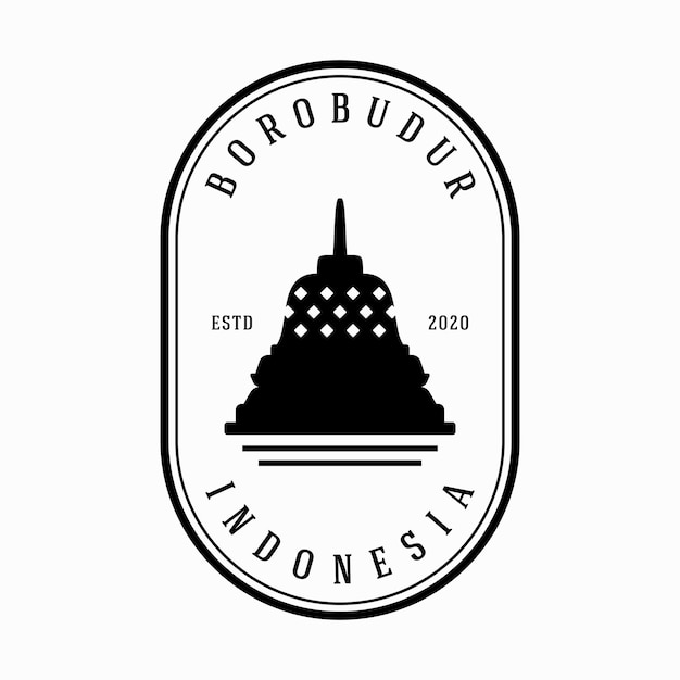 Borobudur temple silhouette icona distintivo modello logo disegno vettoriale