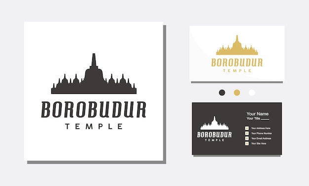 Borobudur temple silhouette minimalist circle logo icon template vector inspiration