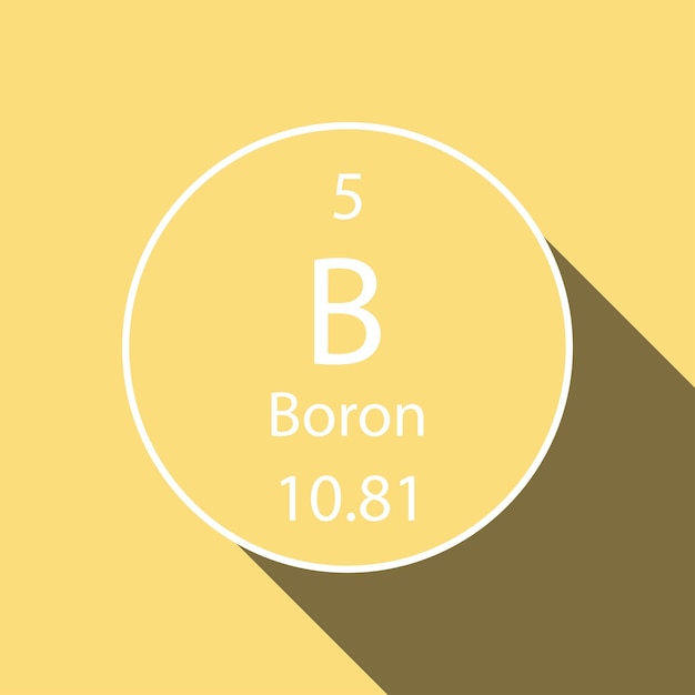 Boron symbol with long shadow design Chemical element of the periodic table Vector illustration
