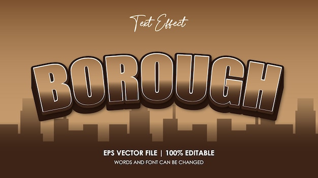 Vector borought city text effect editable