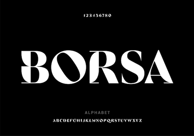"Borsa" Elegant alphabet letters font and number
