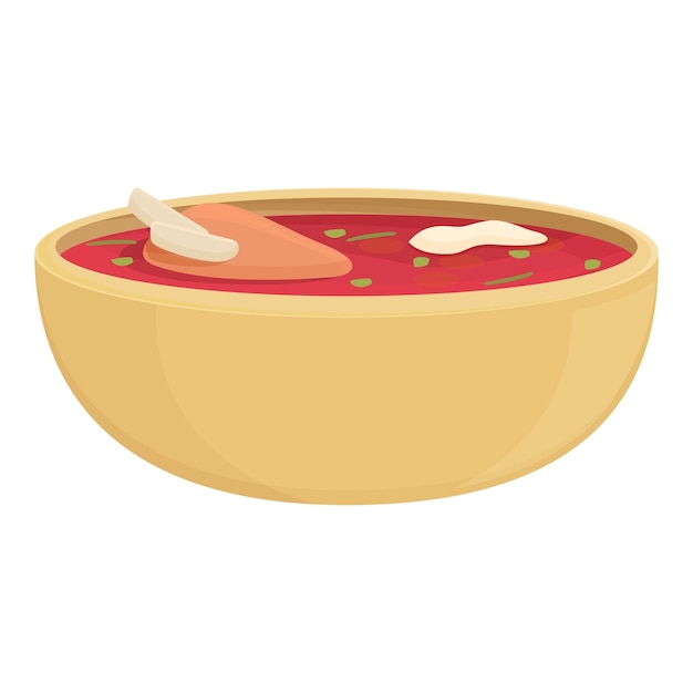 Vettore borsch cibo icona vettore cartone animato ricetta del piatto cucina per la cena