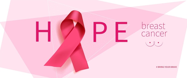 Borst kanker bewustzijn maand poster achtergrond conceptontwerp Realistische roze boog lint vector illustratie sjabloon