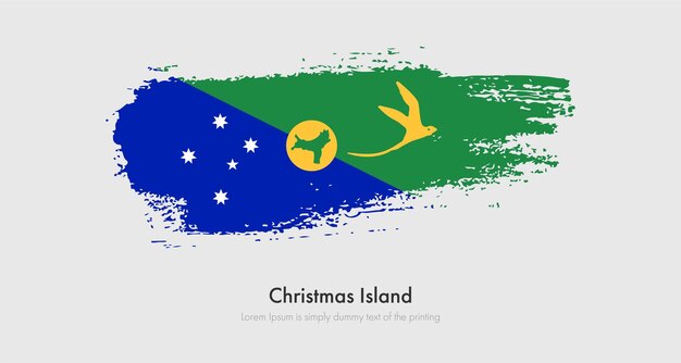 Borstel geschilderde grunge vlag van christmas island. abstracte droge penseelvlag op geïsoleerde achtergrond