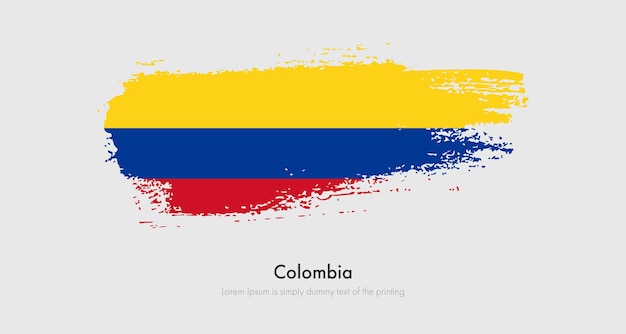 Borstel geschilderde grunge vlag van Colombia. Abstracte droge penseelvlag op geïsoleerde achtergrond