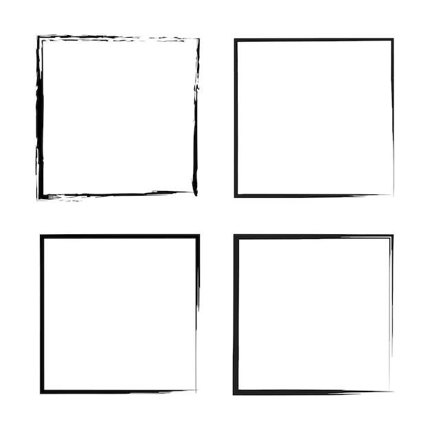 Borstel vierkanten. Vierkante kaders uit de vrije hand. Vector illustratie. EPS 10.