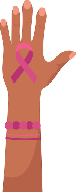 Vector borstkanker bewustzijn hand