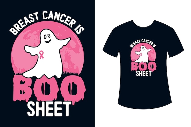 Borstkanker is een boo-vel Halloween-t-shirtontwerp met spookvectorillustratie