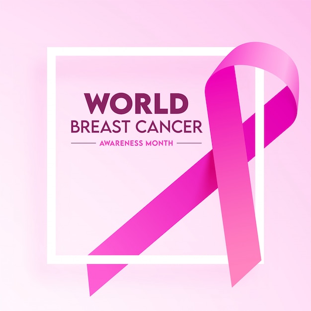 Borstkanker lint op glanzende roze achtergrond voor world awareness month concept.