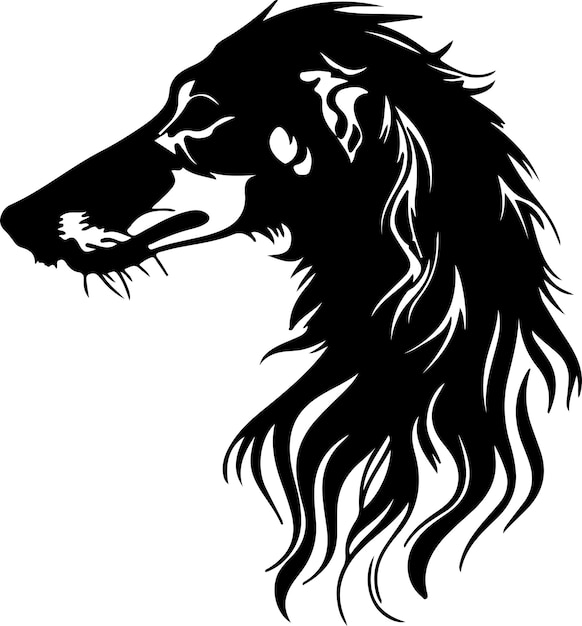 Borzoi black silhouette with transparent background