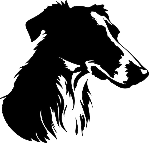 Vector borzoi black silhouette with transparent background