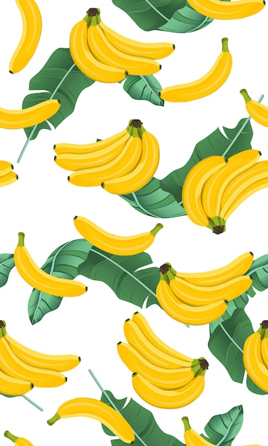 Bos banaan naadloze patroon met bananenbladeren