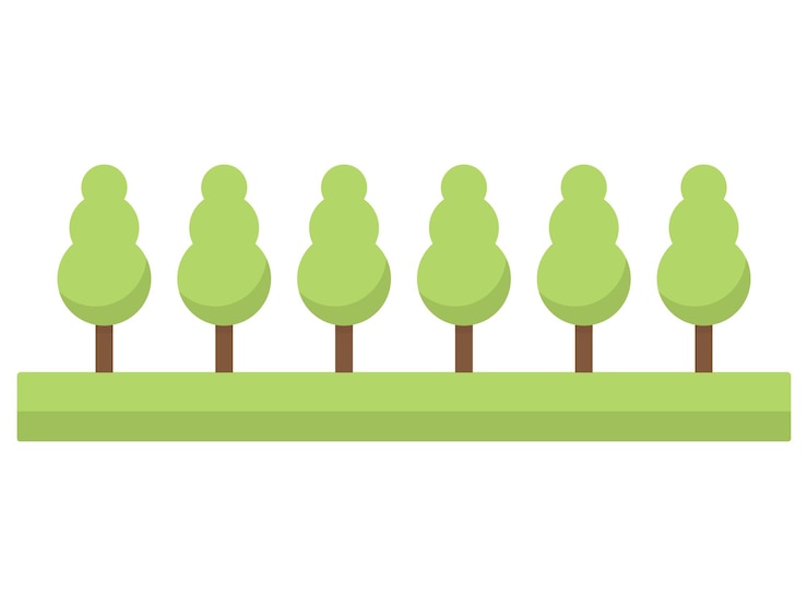 Vector bos bomen groen icon set leuke bomen in vlakke stijl