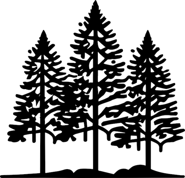 Bos Bomen Silhouet Logo Monochroom Ontwerpstijl