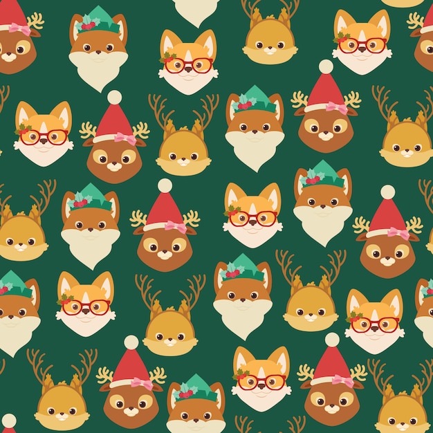 Bos / bos en huisdieren. Kerst naadloze patroon of behang