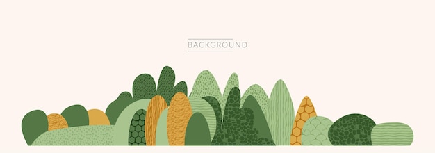 Bos groene boom banner achtergrond in Scandinavische stijl abstracte biologische natuur verse bladeren in park vectorillustratie Eco tuin silhouet met textuur kleurrijke boslandschap