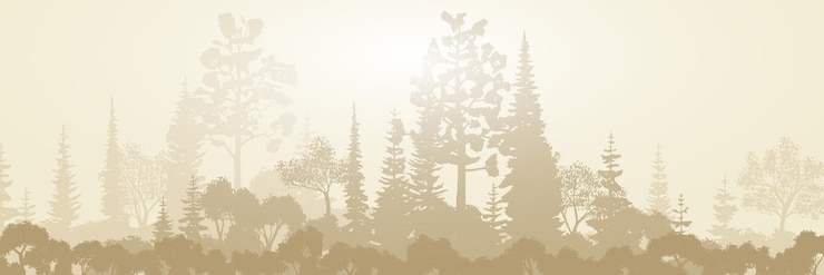 Vector bos in de ochtendmist sepia tinten panoramisch