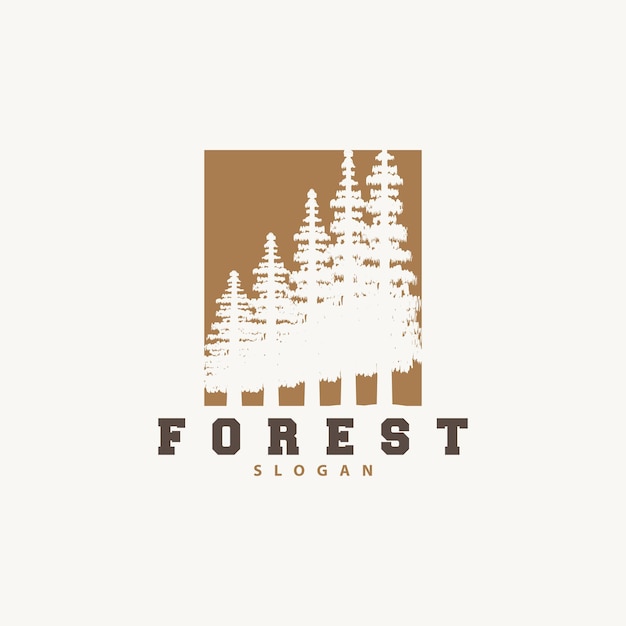 Bos Logo Vector Bos Hout Met Pijnbomen Ontwerp Inspirerende Badge Label Illustratie