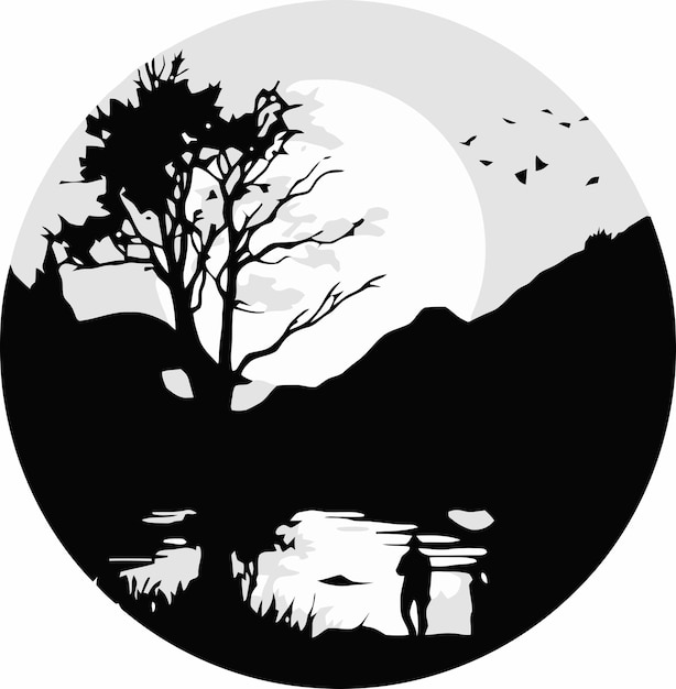 Vector bos silhouet landschap