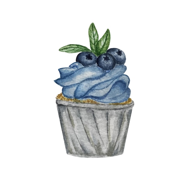 Vector bosbessencupcake met bessen