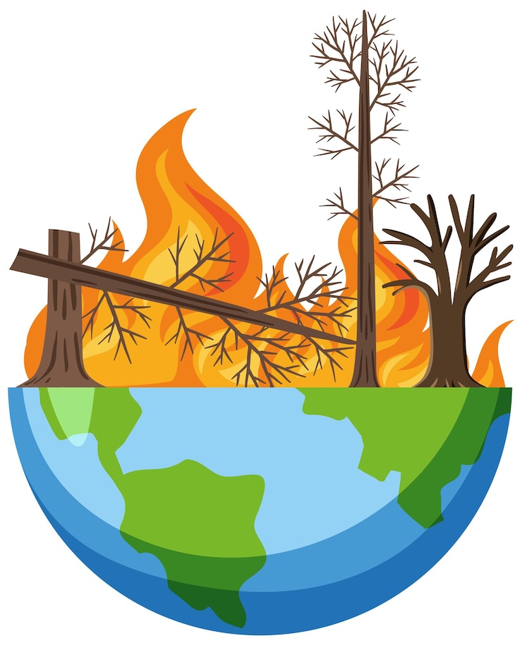 Vector bosbrand op de wereldbol geïsoleerd