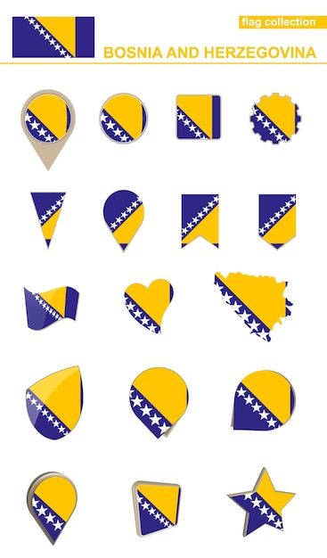 Bosnia and Herzegovina Flag Collection Big set for design