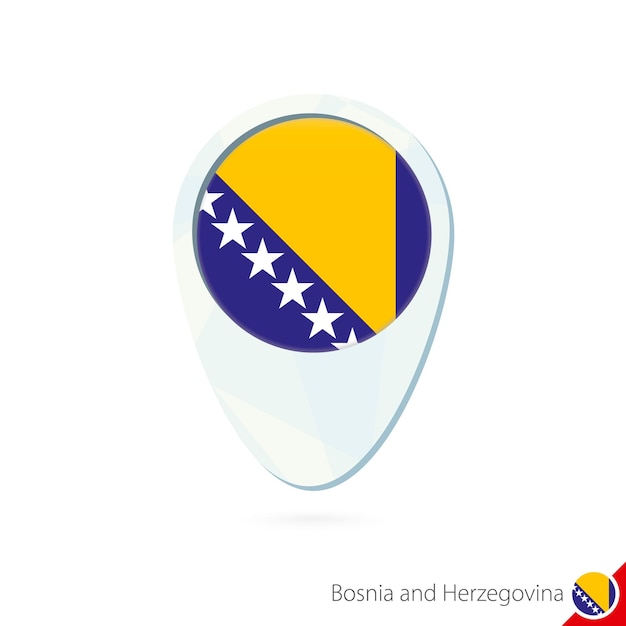 Bosnia and Herzegovina flag location map pin icon on white background
