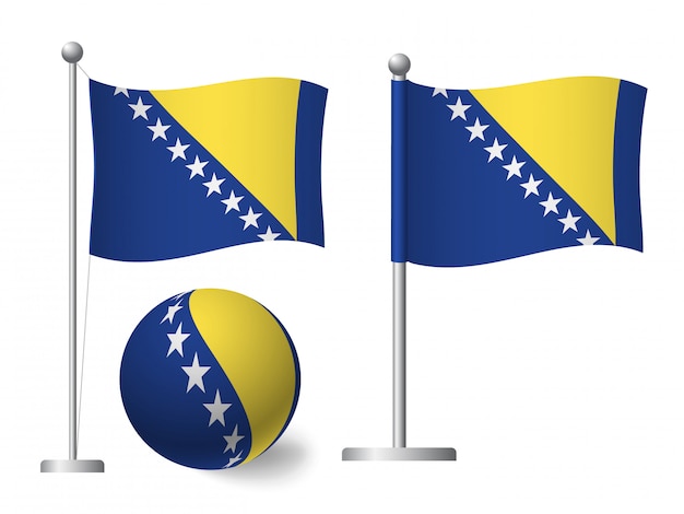 Bosnia and Herzegovina flag on pole and ball icon